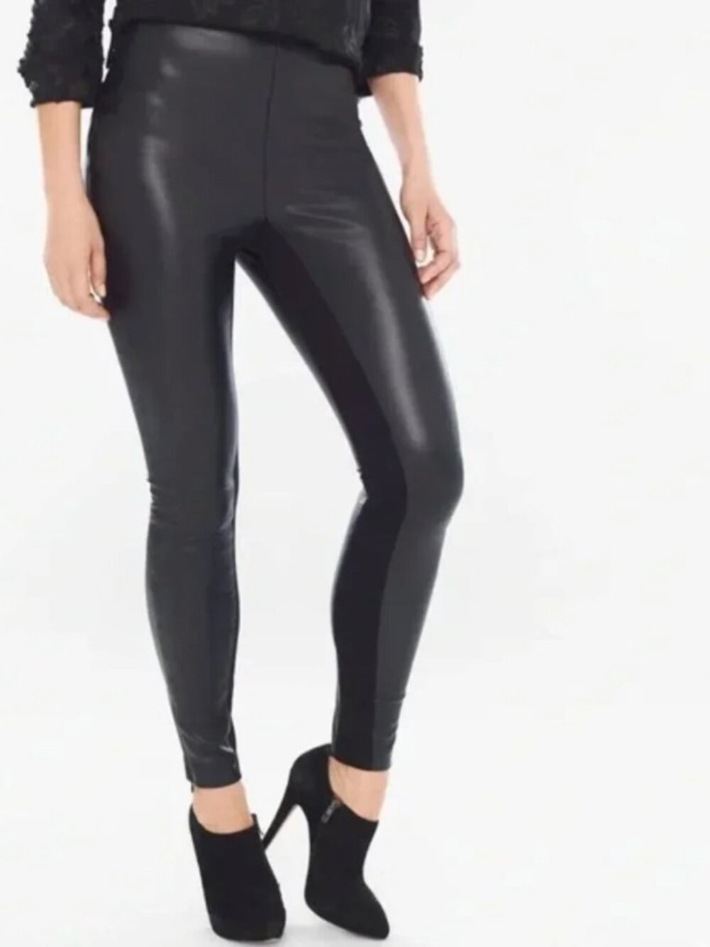 NEW Chico’s Black Label Faux Leather Leggings Sz L / 12 NWT